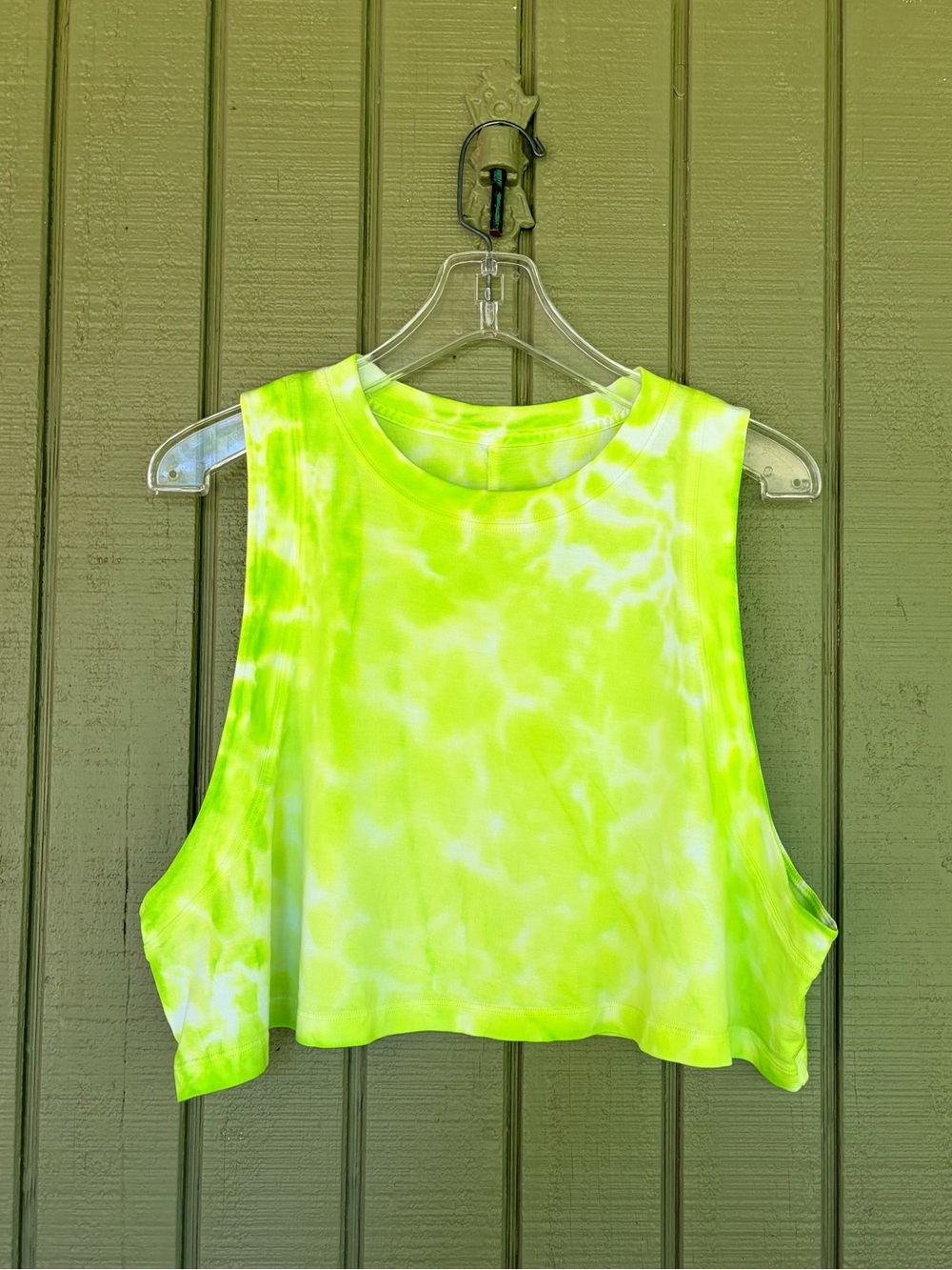 Lululemon All Yours Cropped Tank Top Marmoleado Tie Dye Eccentric Lime ~ Size 12